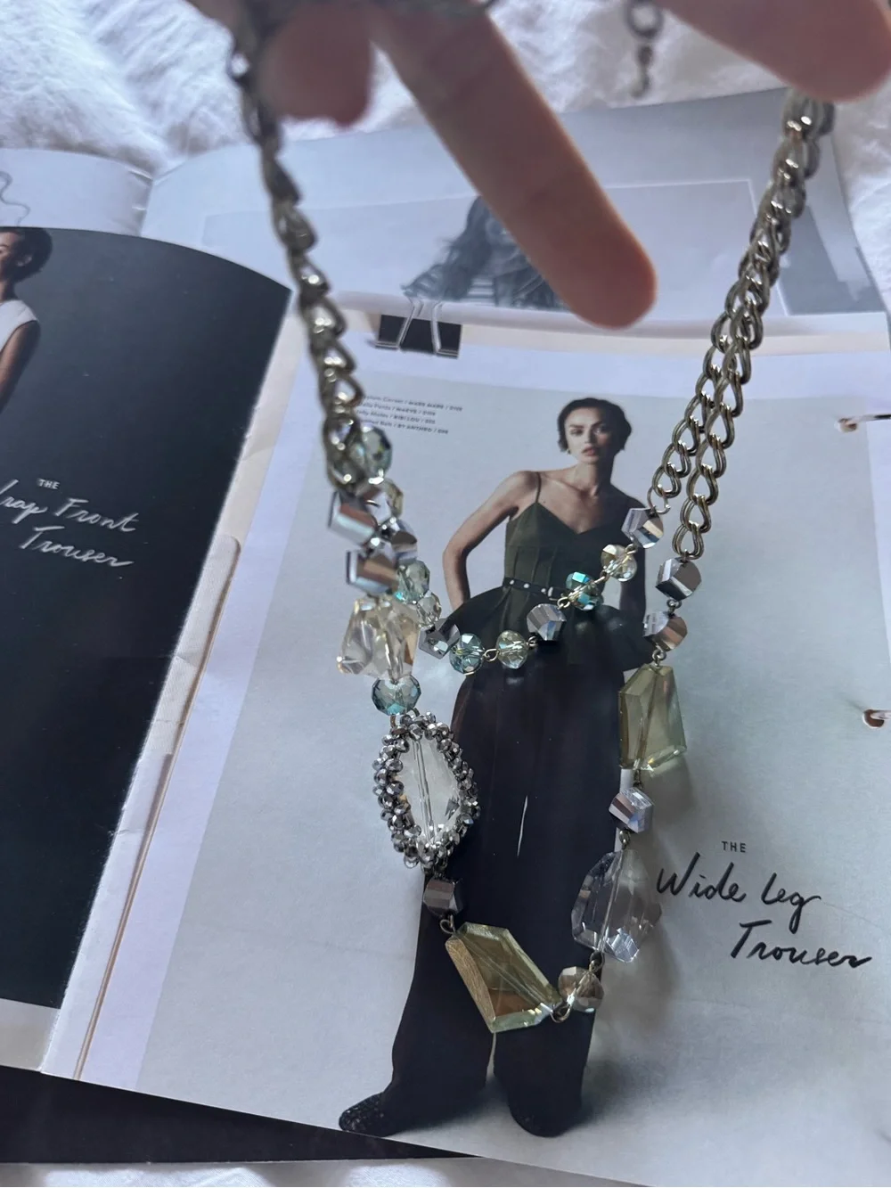Crystal Pendant bold Statement Necklace in Silver